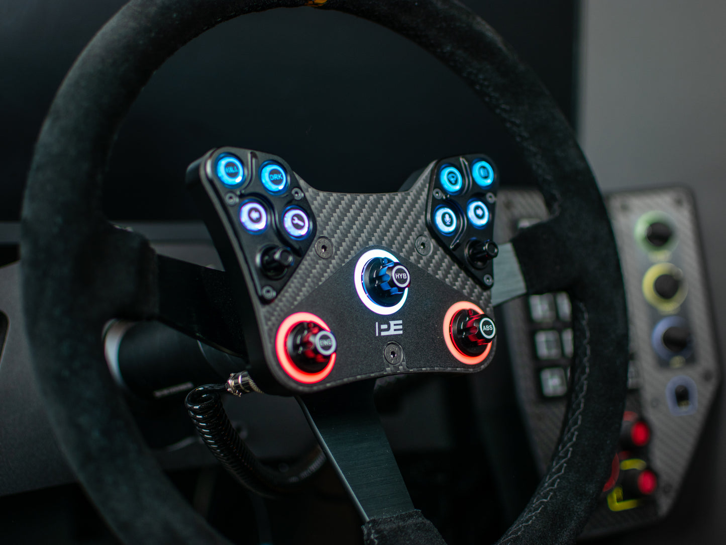 RALLY Sim Racing wheel on the rig.