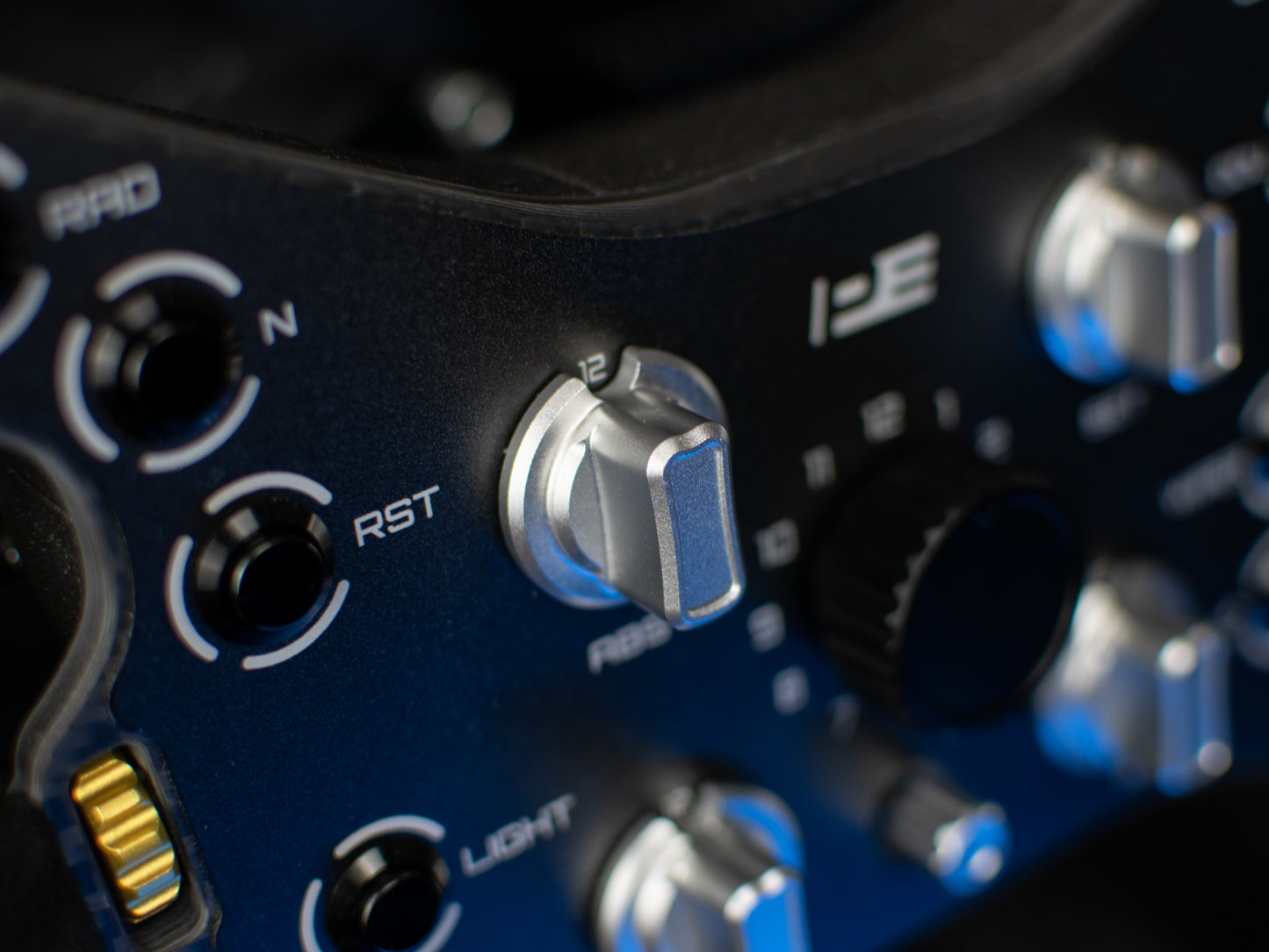 Aluminium rotary knobs on the DIY sim racing GT3 steering wheel