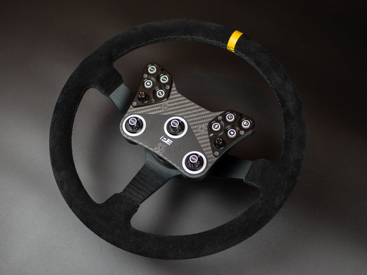 RALLY button box on round wheel for simulator racing