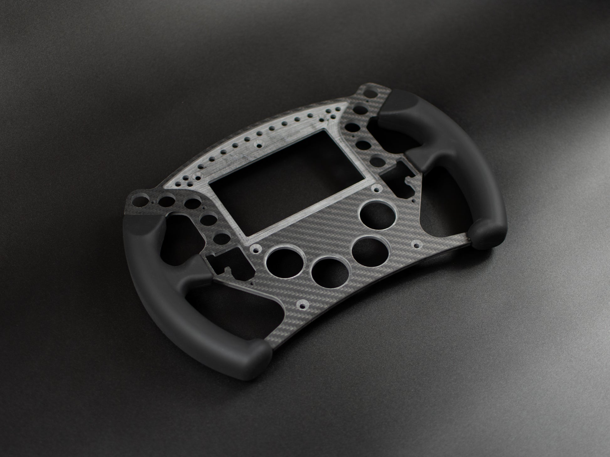 Molded silicon grips with carbon fiber front plate for DIY hypercar sim racing steering wheel